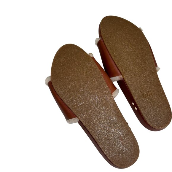 New BEEK Gallito Shearling & leather Slide Sandal Tan color Size 9 Anthropologie - Picture 5 of 5